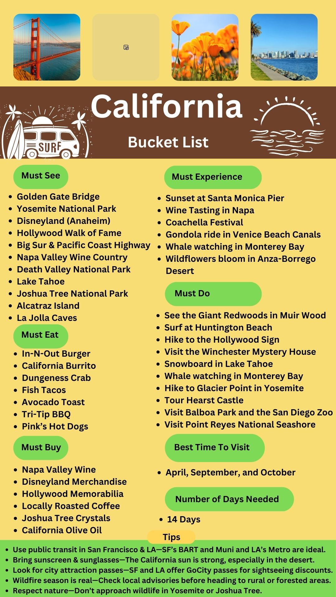 California Bucket List