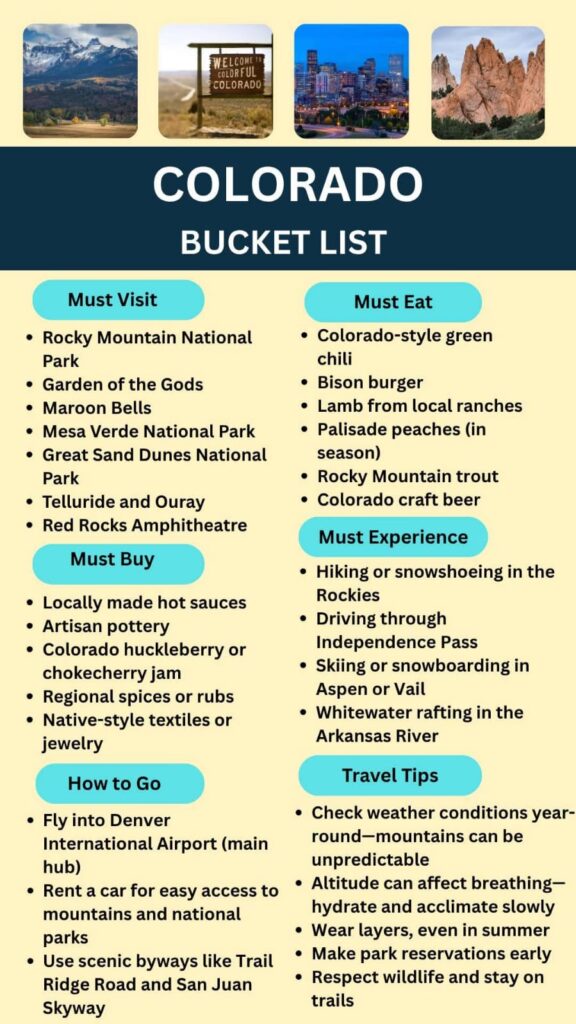 Colorodo Bucket List