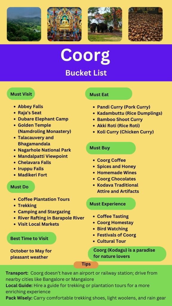 Coorg Bucket List