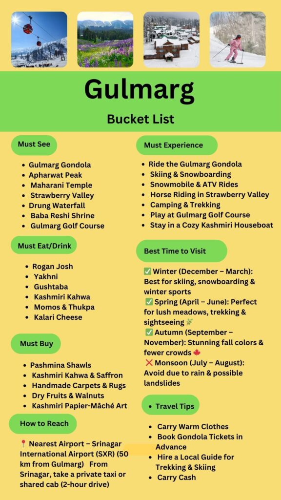 Gulmarg Bucket List