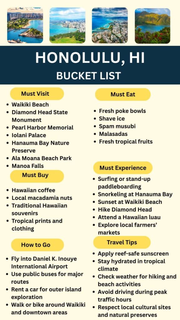 Honolulu Bucket List