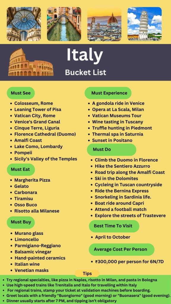 Italy Bucket List