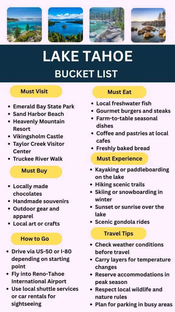 Lake Tahoe Bucket List