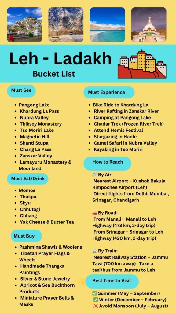 Leh Ladakh Bucket List