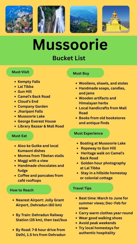 Mussoorie Bucket List