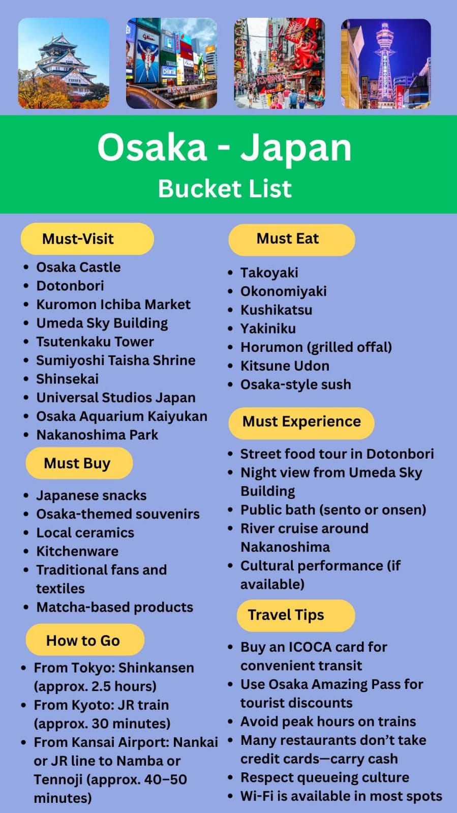 Osaka Bucket List