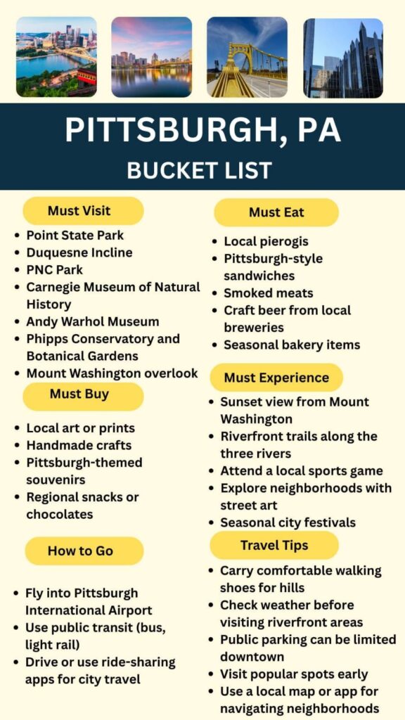 Pittsburg Bucket List