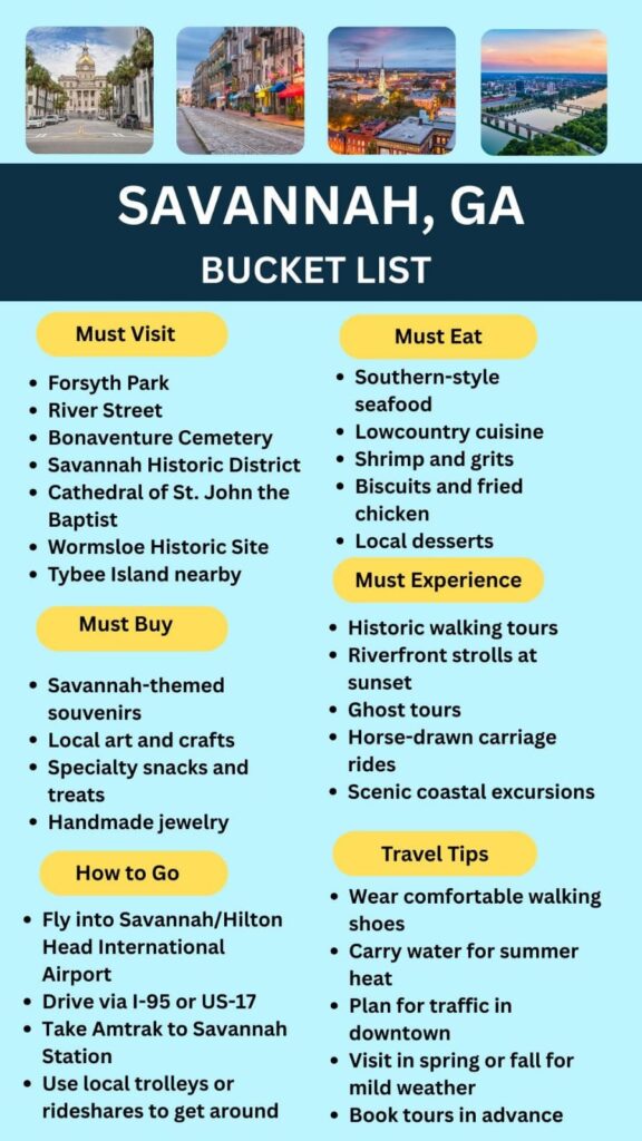 Savannah Bucket List