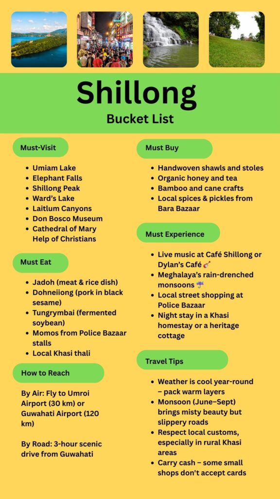 Shillong Bucket List