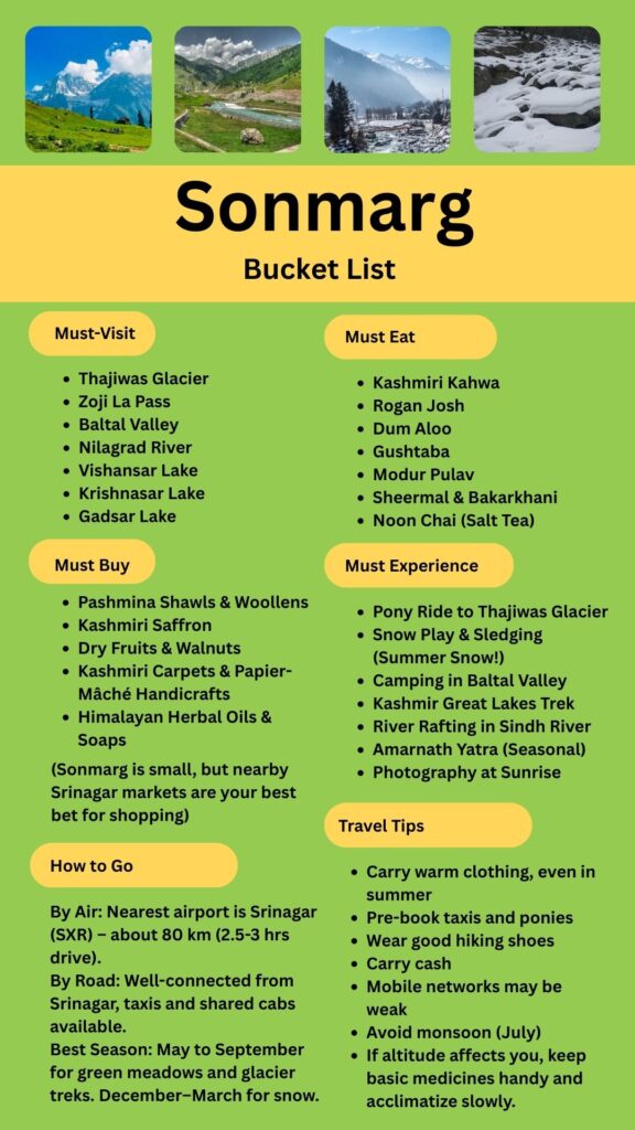 Sonmarg Bucket List