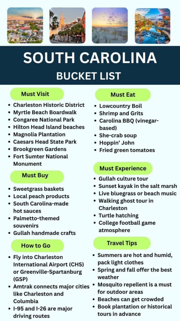 South Carolina Bucket List