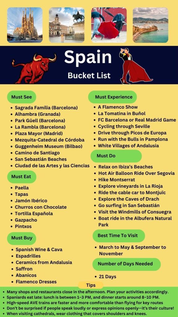 Spain Bucket List