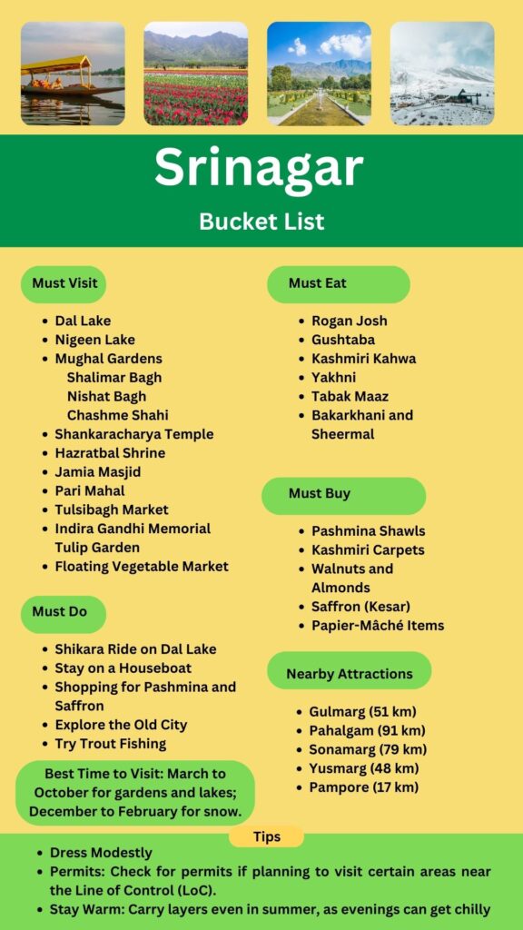 Srinagar Bucket List