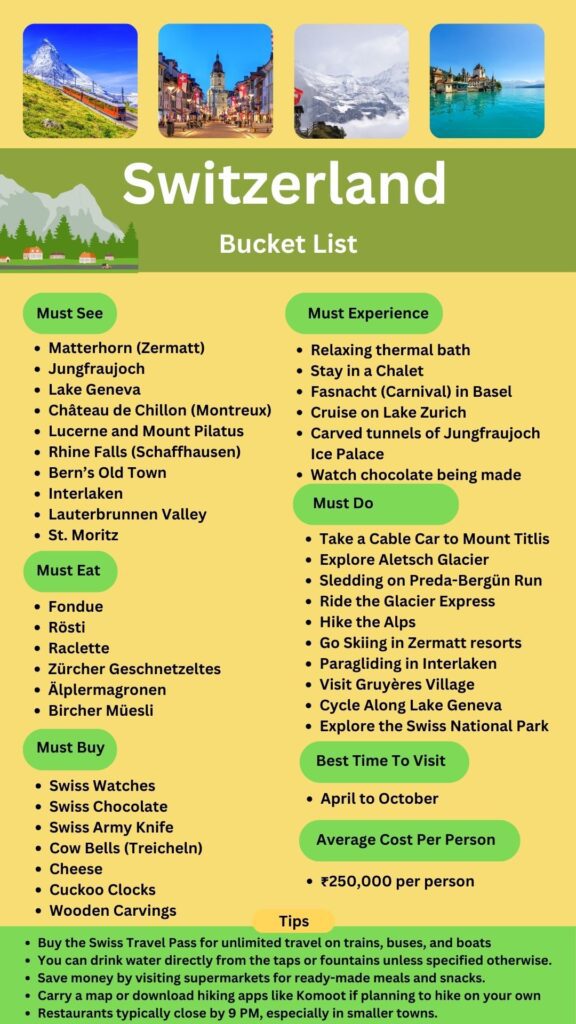 Switzerland Bucket List