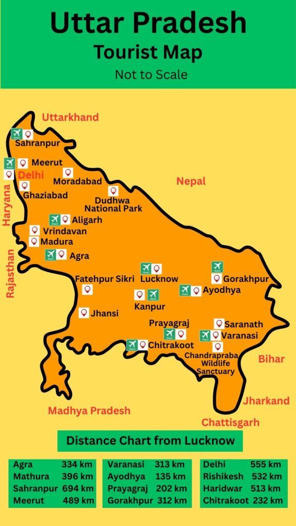 Uttar Pradesh Tourist Map