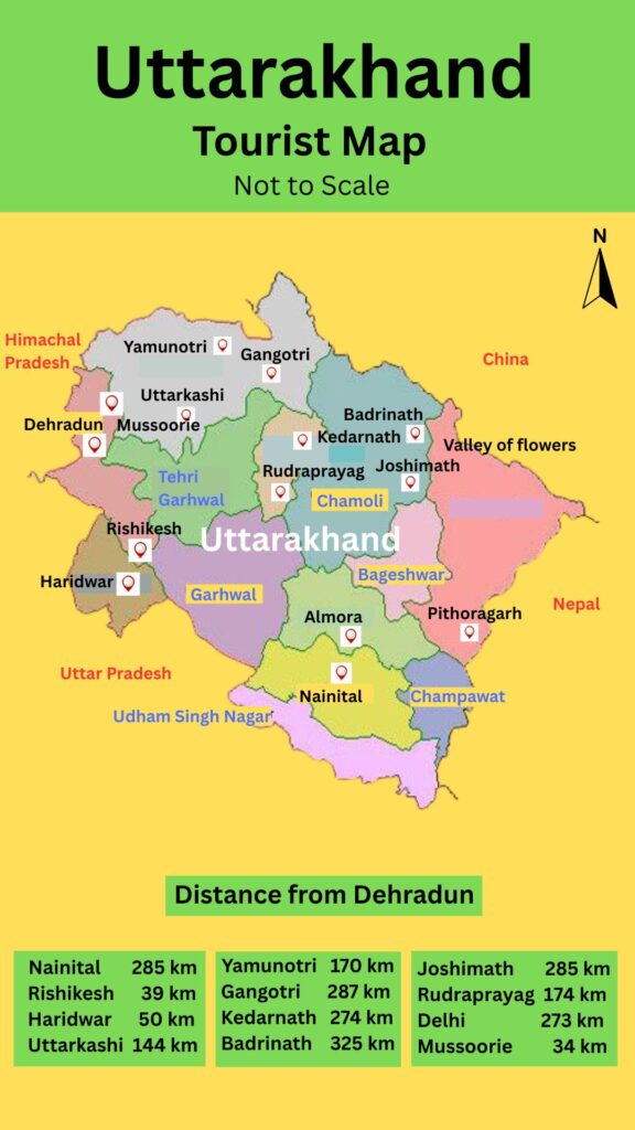 Uttara Khand Tourist Map