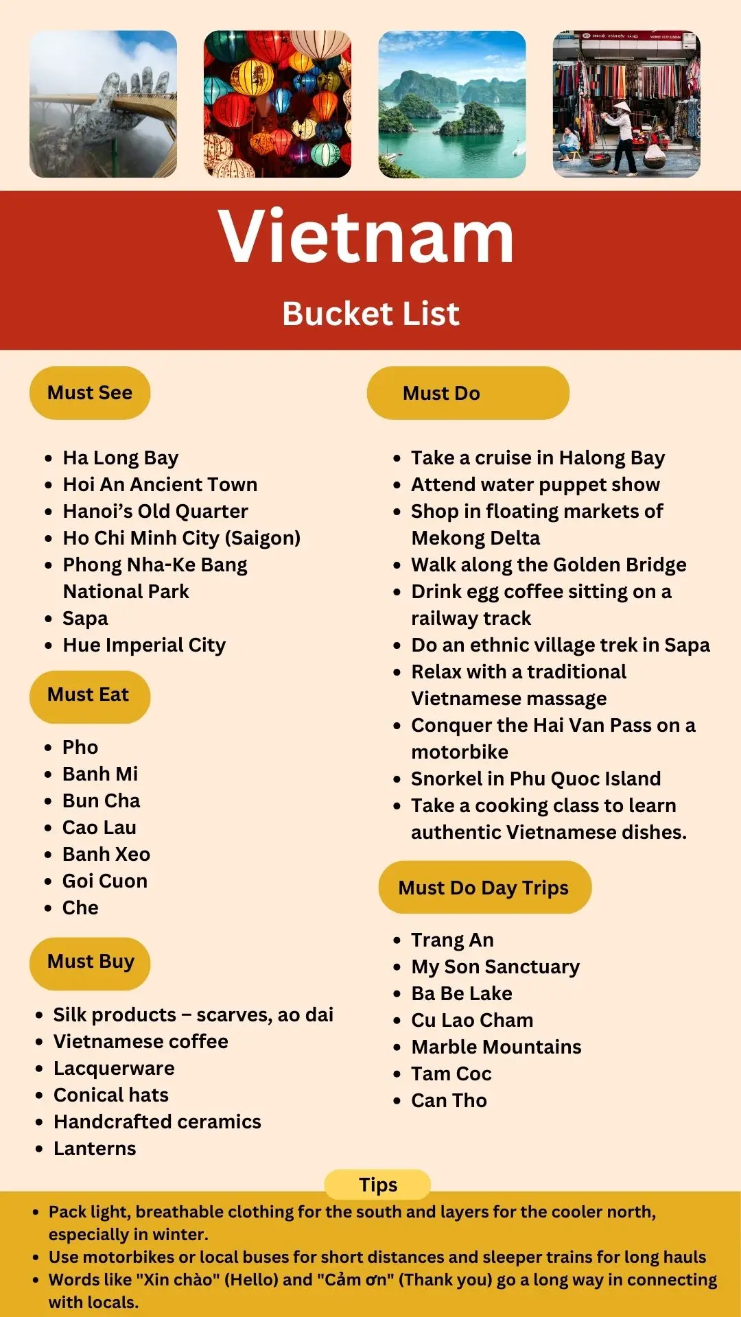 Vietnam Bucket list