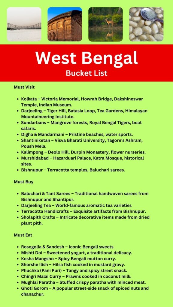 West Bengal Bucket List