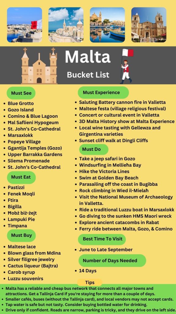 Malta Bucket List