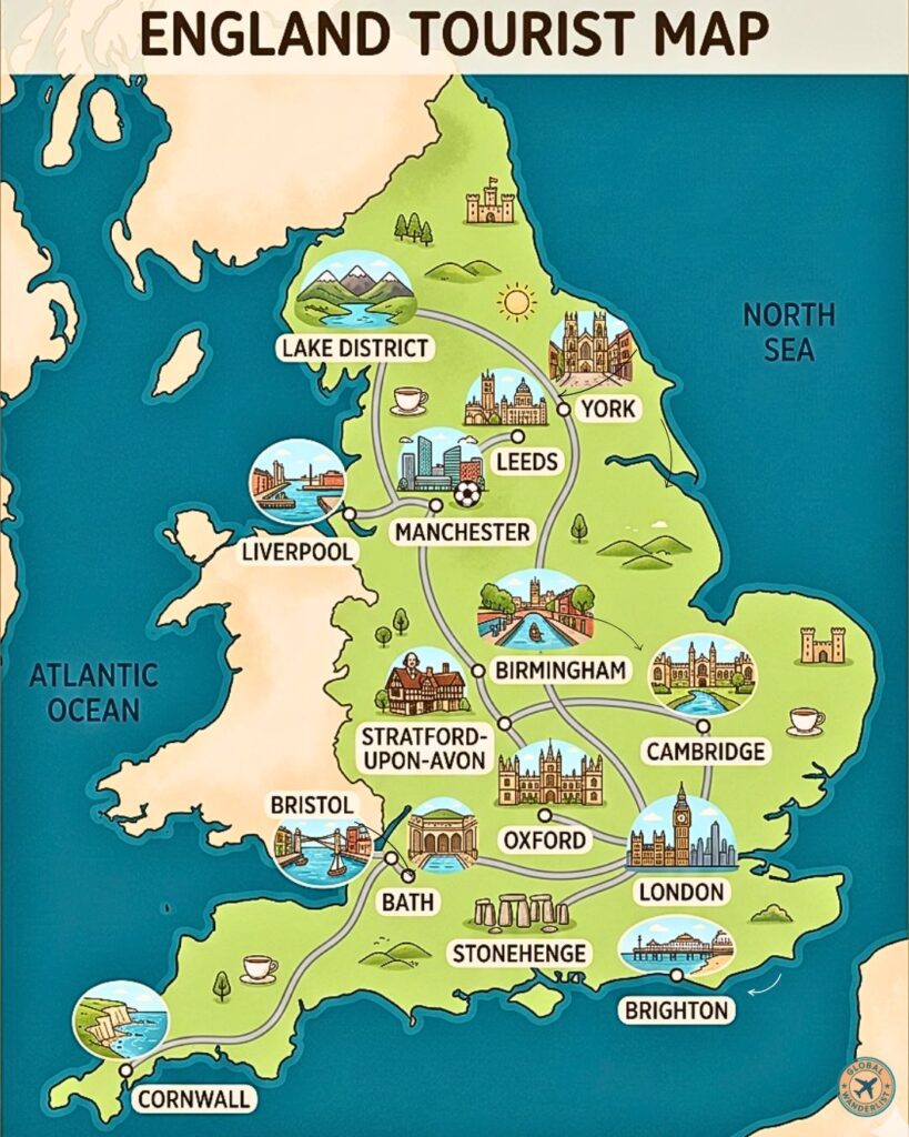 England Tourist Map