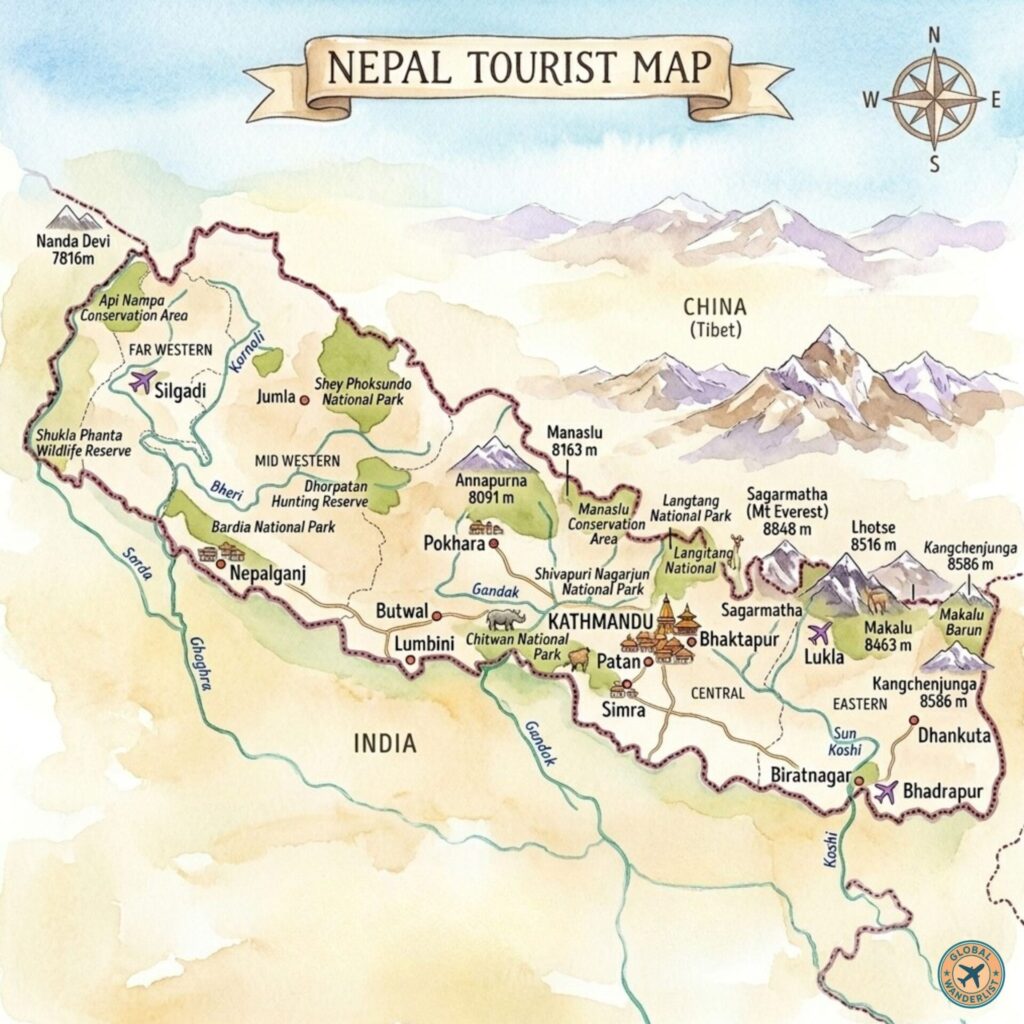 Nepal Tourist Map