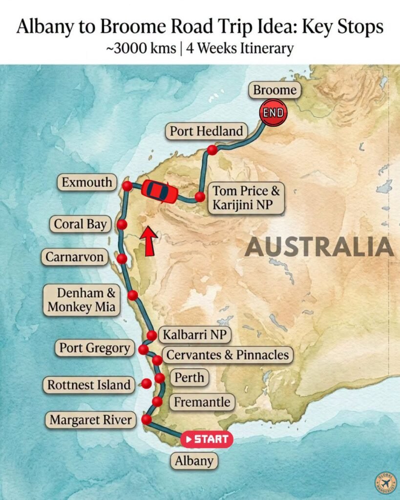 Albany to Broome Road Trip Idea