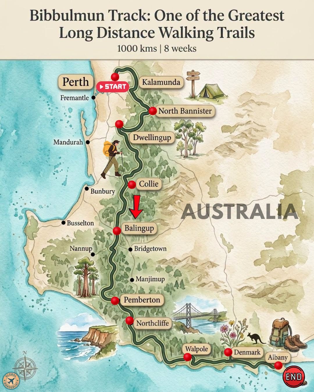 Bibbulmun track in Australia