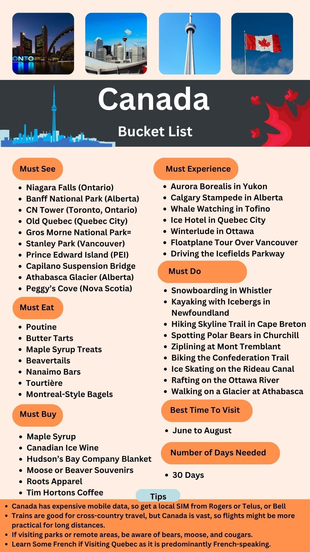 Canada Bucket List