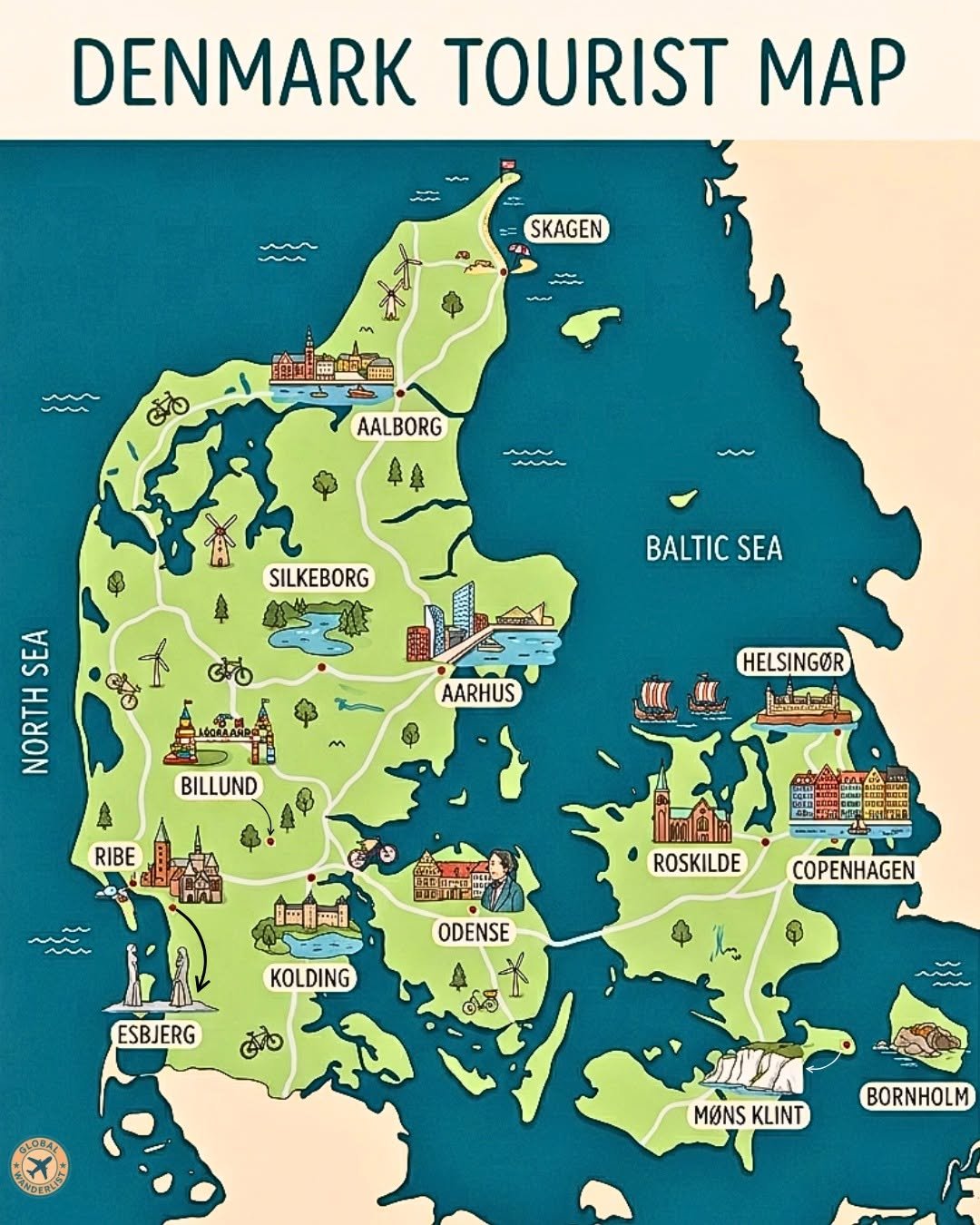 Denmark tourist map