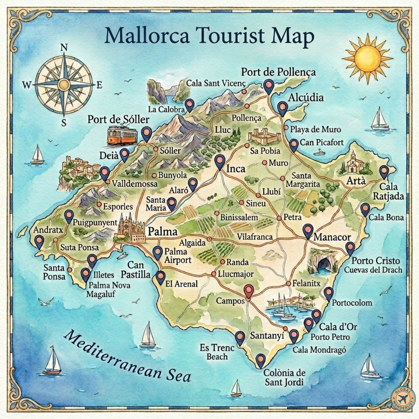 Mallorca Tourist Map