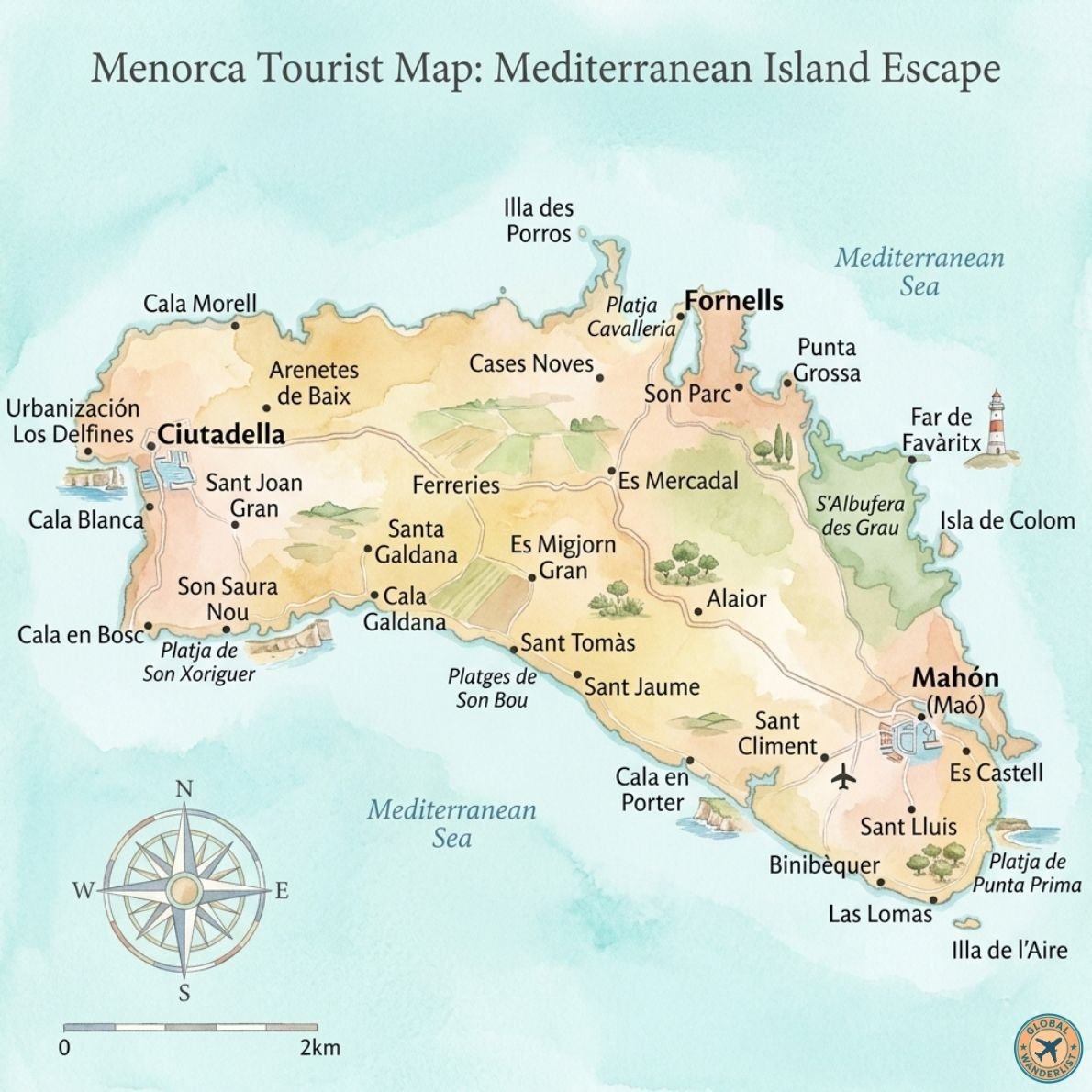 Menorca Tourist Map