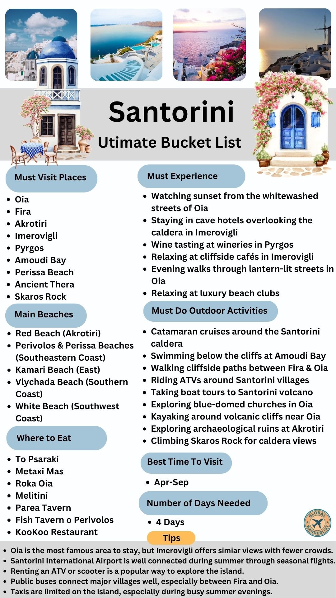 Santorini Bucket List