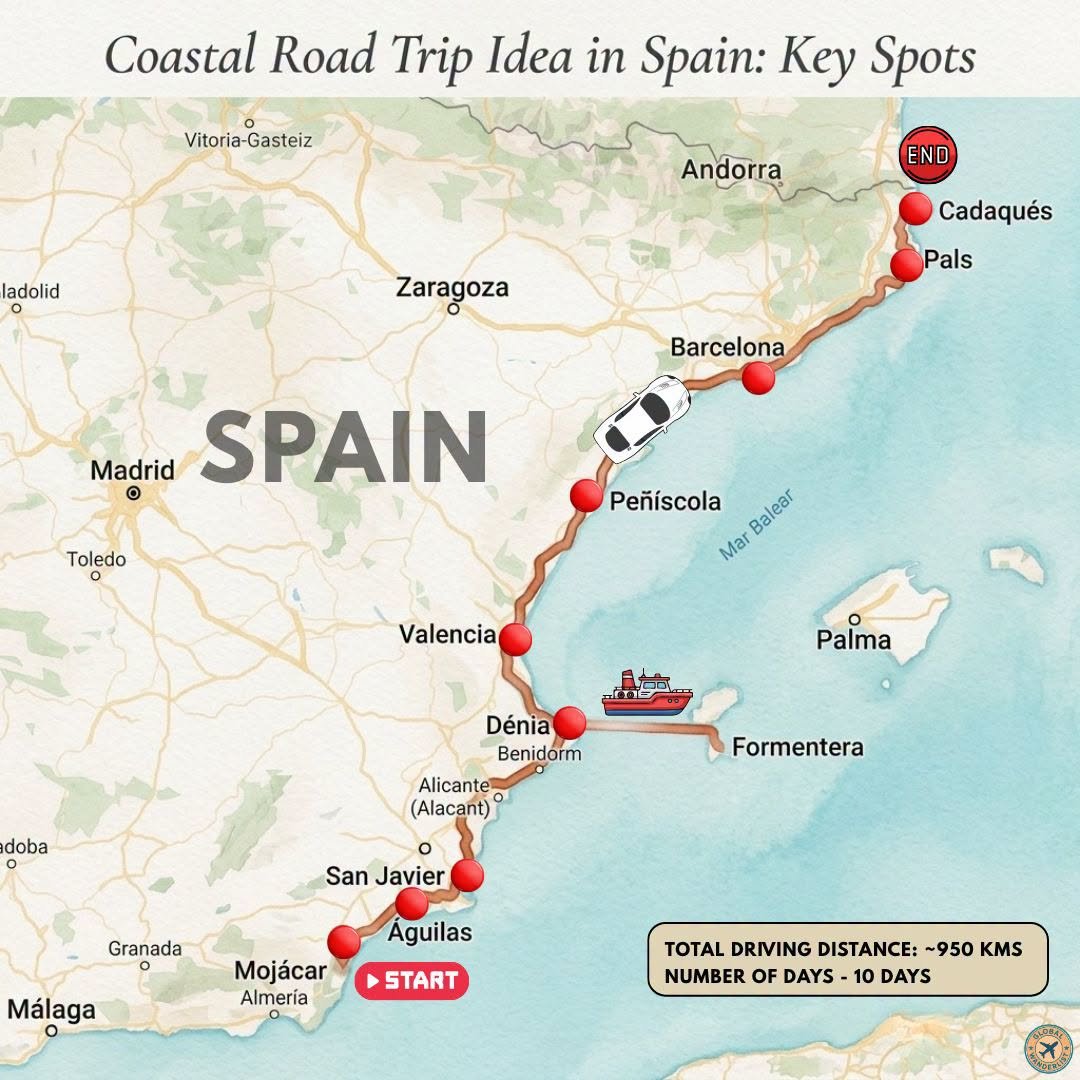 Spain Coastal Road Trip Idea