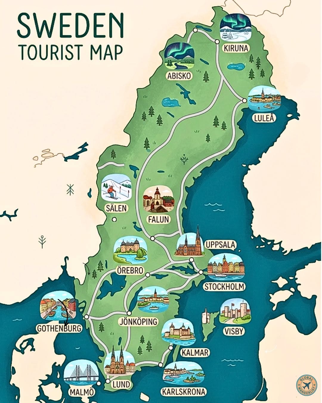 Sweden tourist map