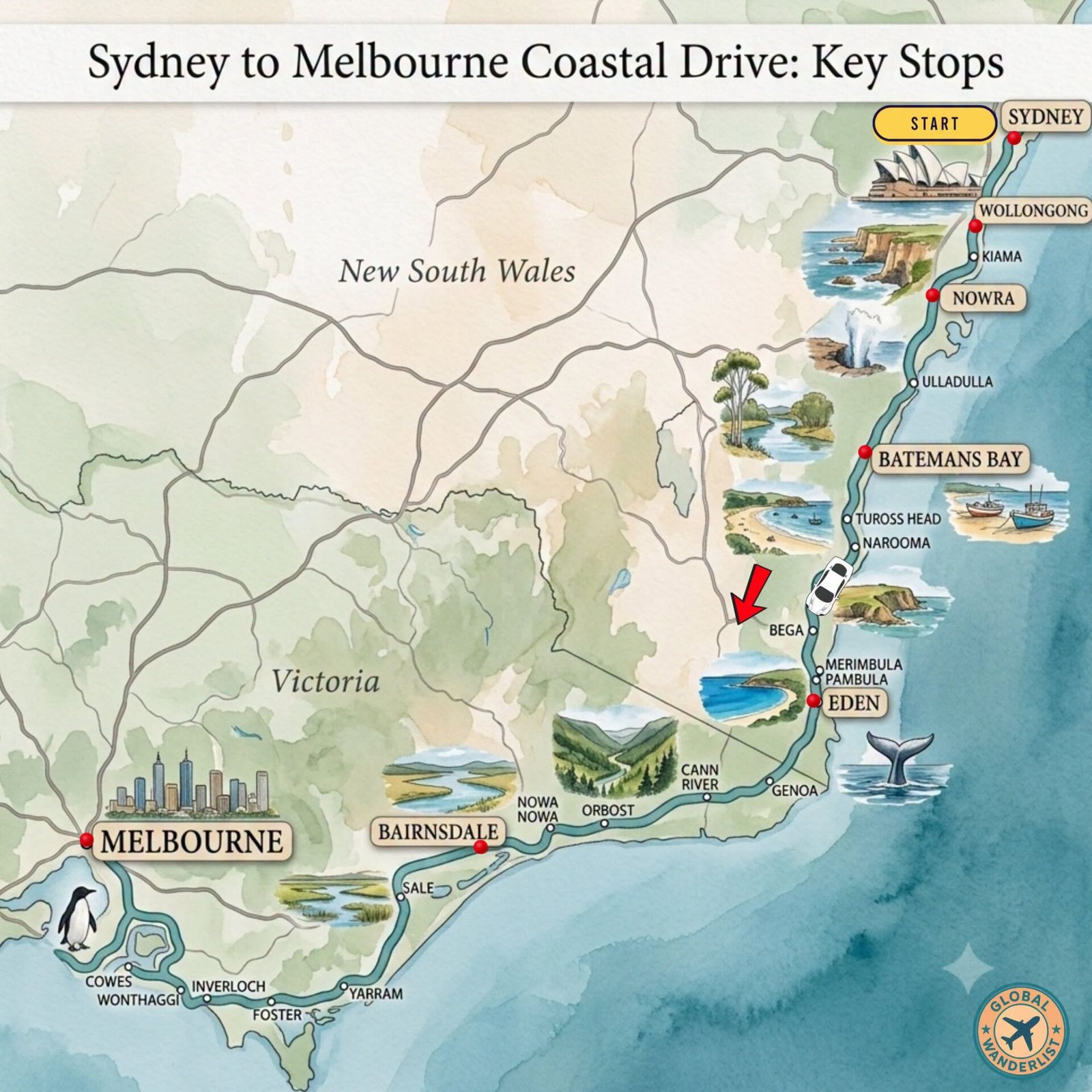 Sydney to Melbourn Coastal Drive