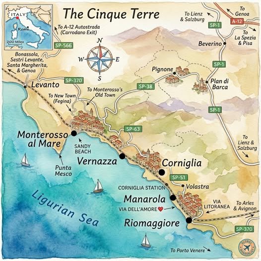 Cinque Terre Tourist map