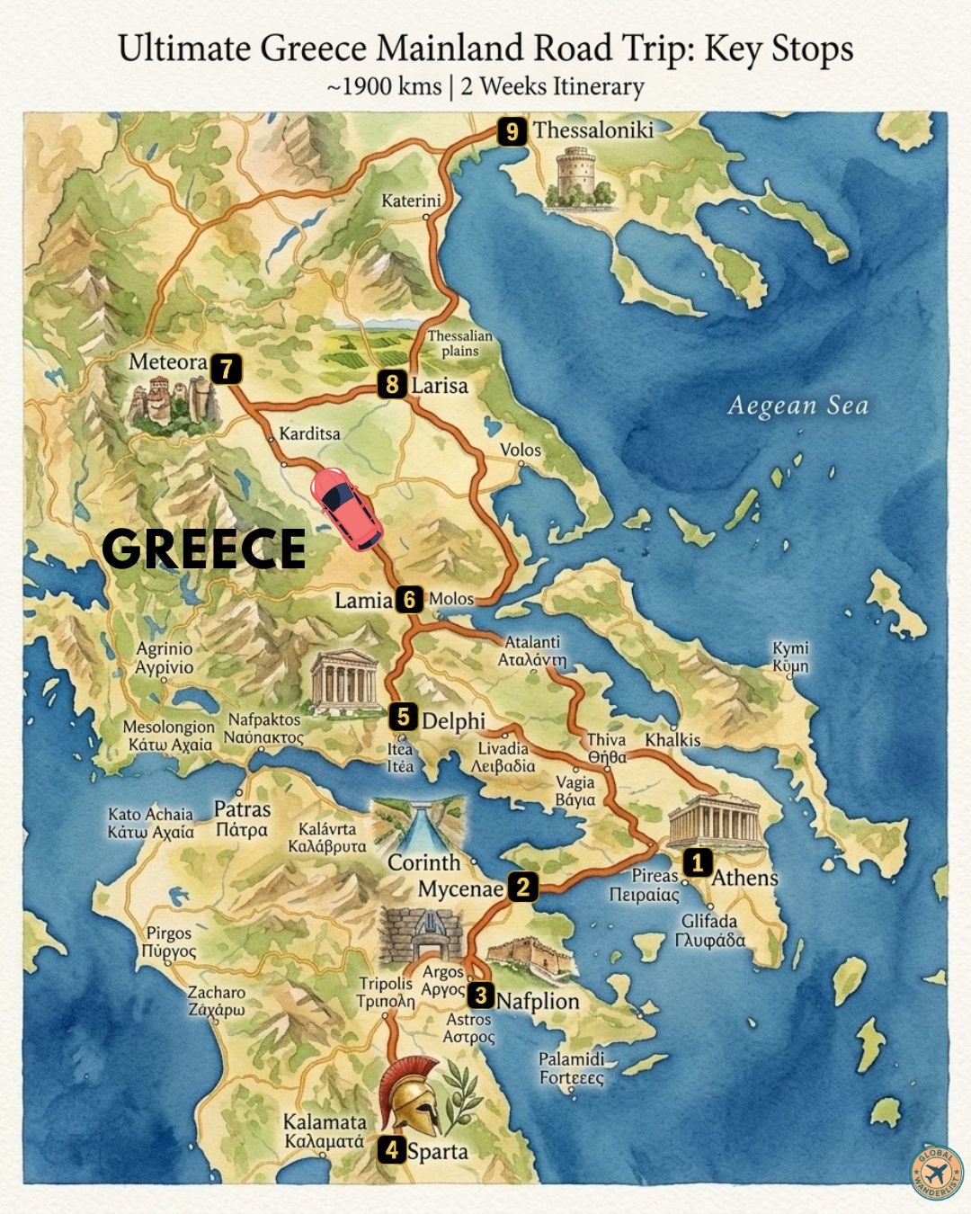 Greece Mainland Road Trip Idea