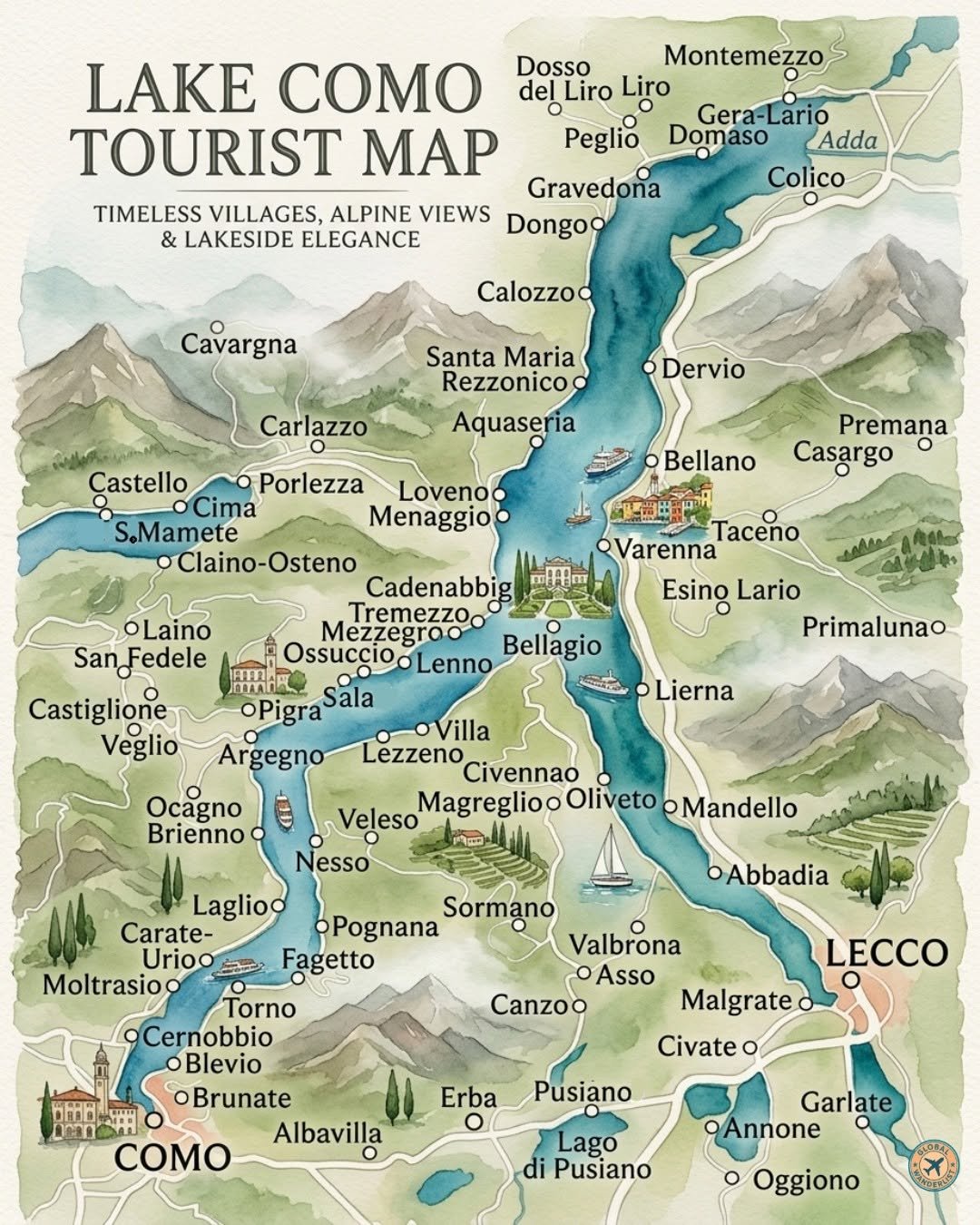 Lake Como Tourist Map