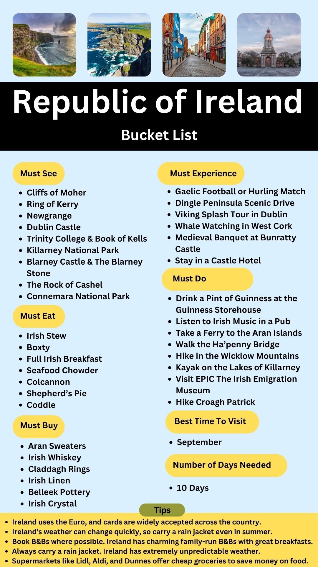 Republic of Ireland Bucket List