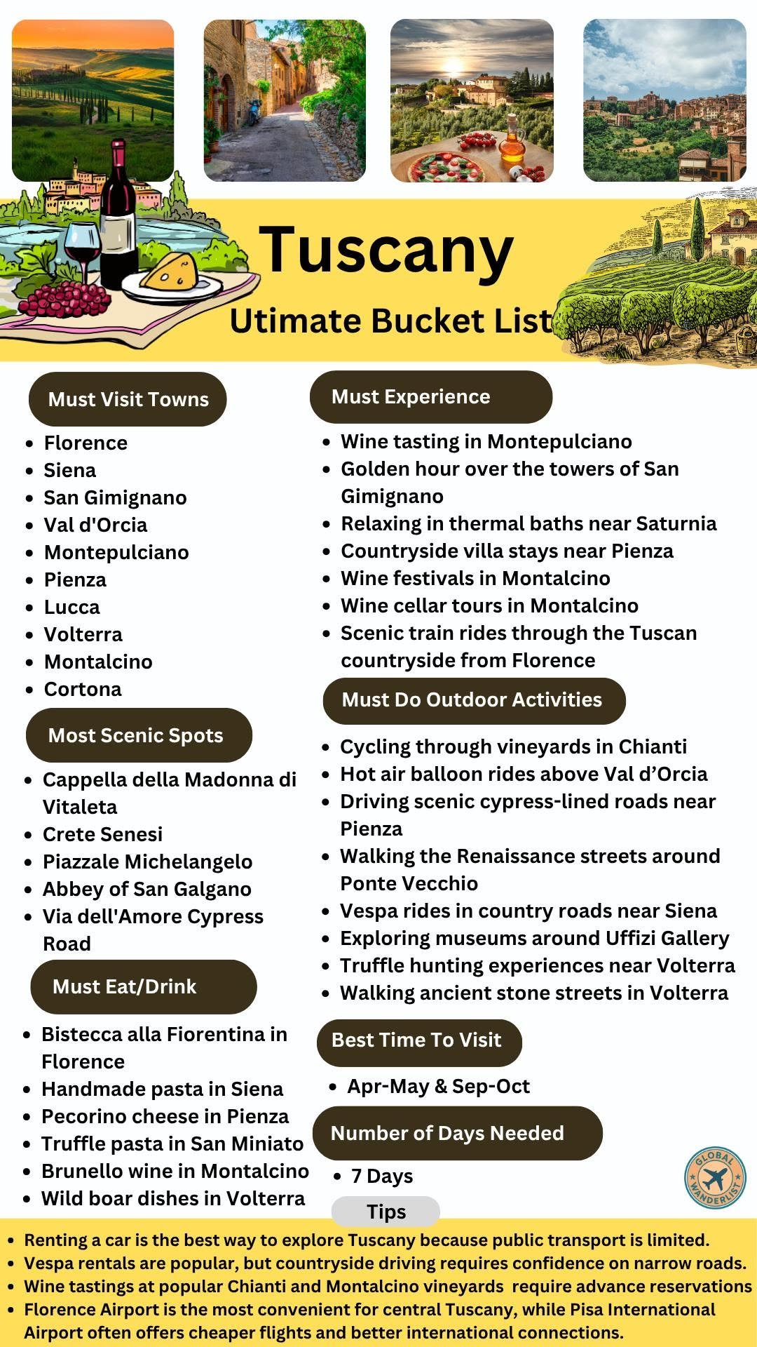 Tuscany Bucket List