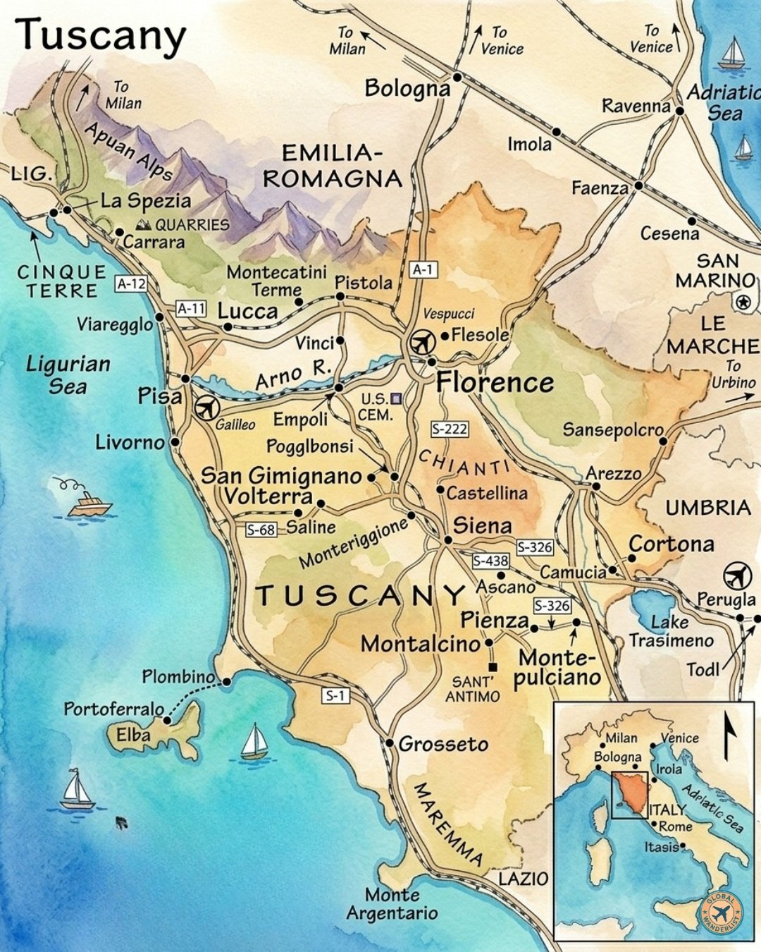 Tuscany Tourist Map